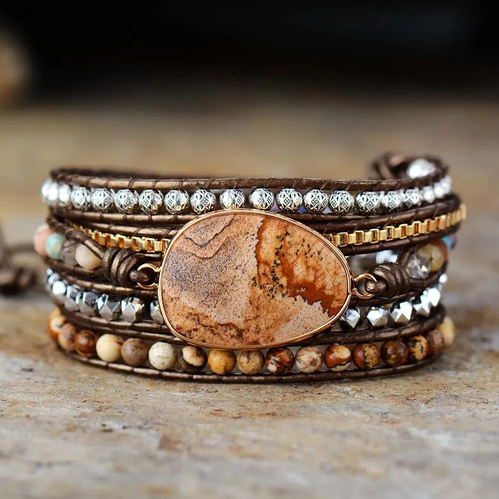 Semiprecious Tiger's Eye Stone Bracelet - DKLOR -  -  