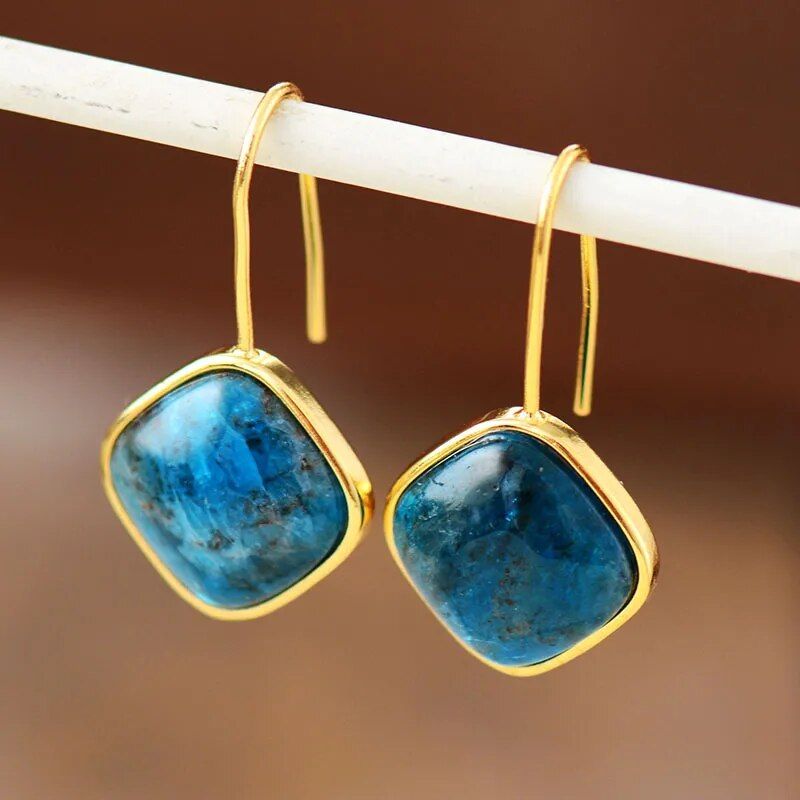 Square Apatite Earrings - DKLOR -  -  