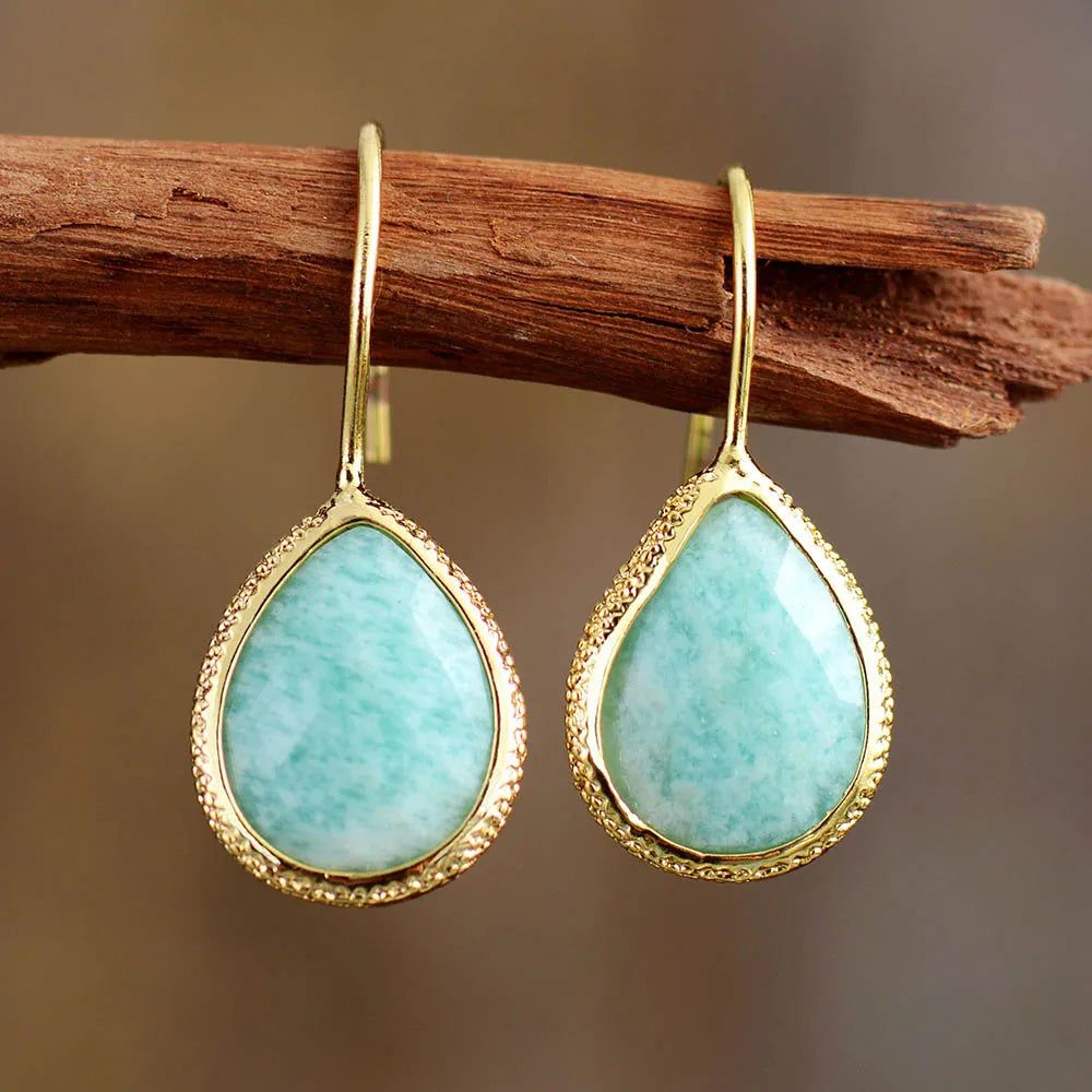 Teardrop Amazonite Dangle Earring - DKLOR -  -  