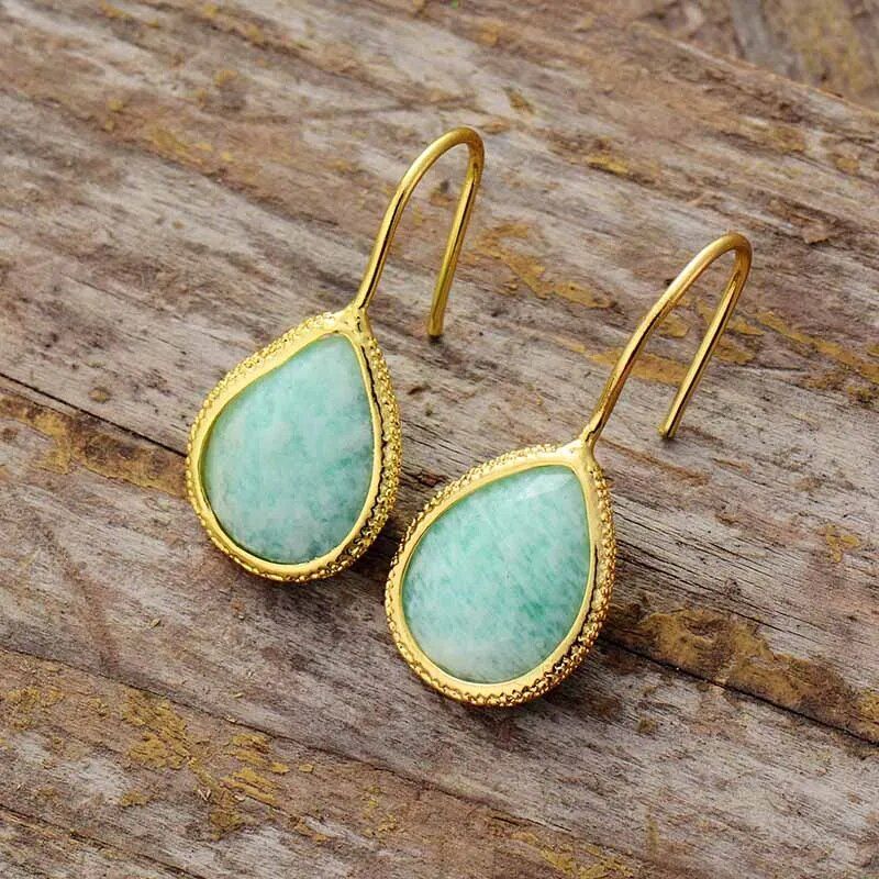 Teardrop Amazonite Dangle Earring - DKLOR -  -  