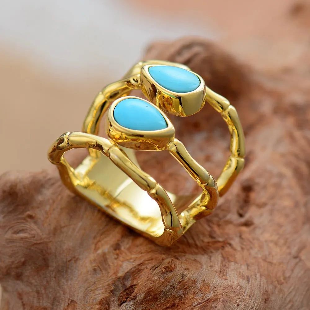 The Gold Plated Turquoises Ring - DKLOR -  -  