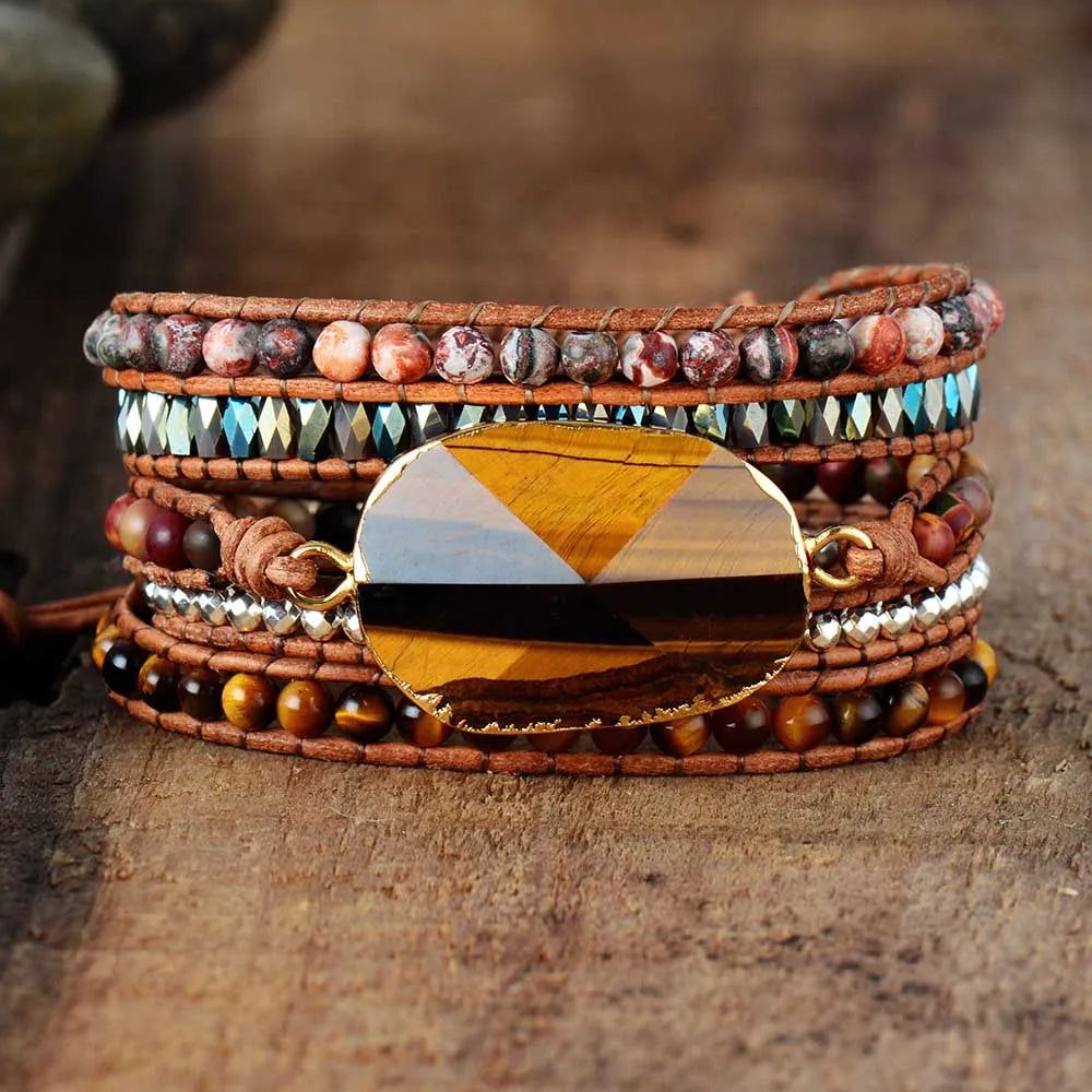 Tiger Eye 5 Wraps Bracelet - DKLOR -  -  