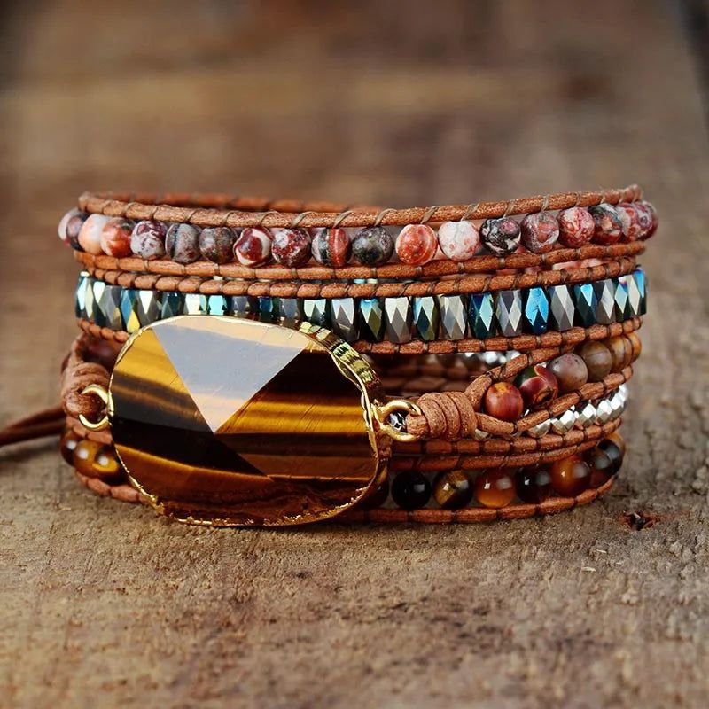 Tiger Eye 5 Wraps Bracelet - DKLOR -  -  