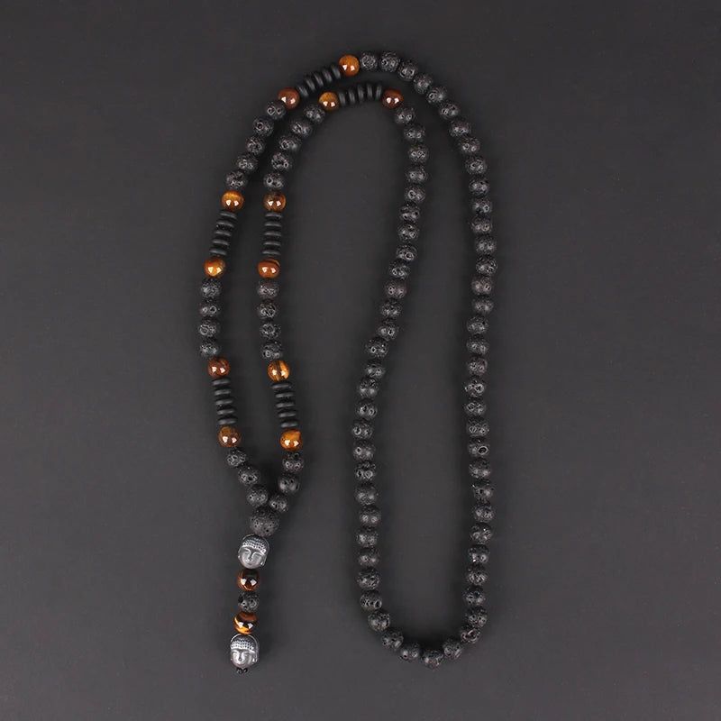 Tiger's Obsidian 108 Mala Beads Necklace - DKLOR -  -  