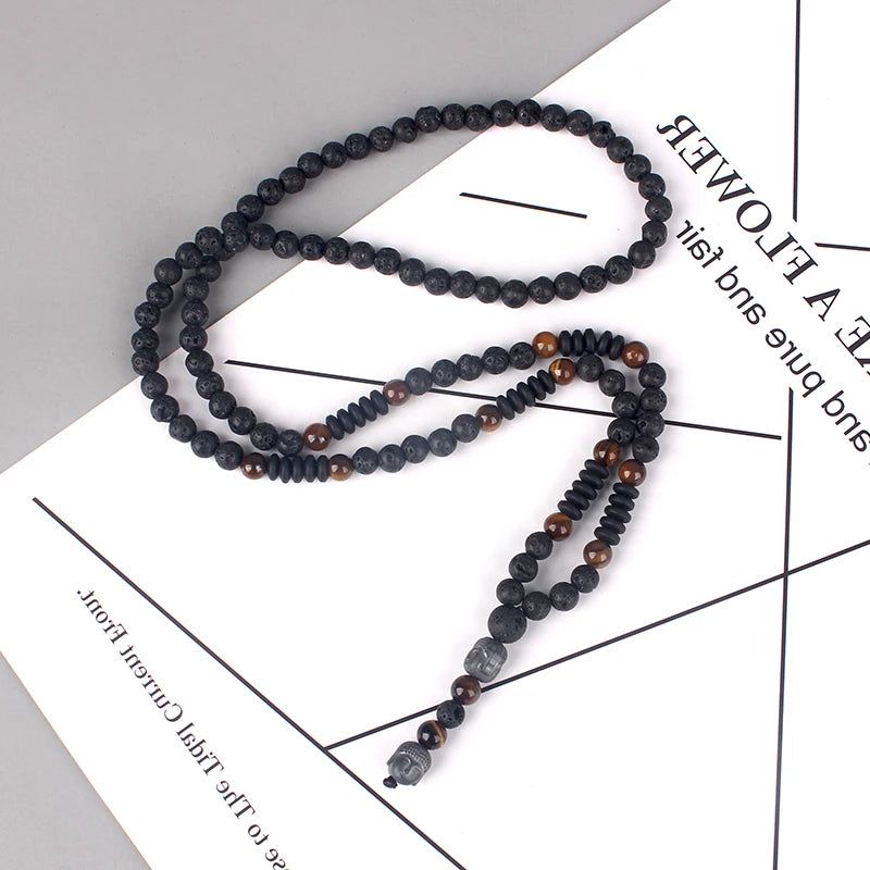 Tiger's Obsidian 108 Mala Beads Necklace - DKLOR -  -  