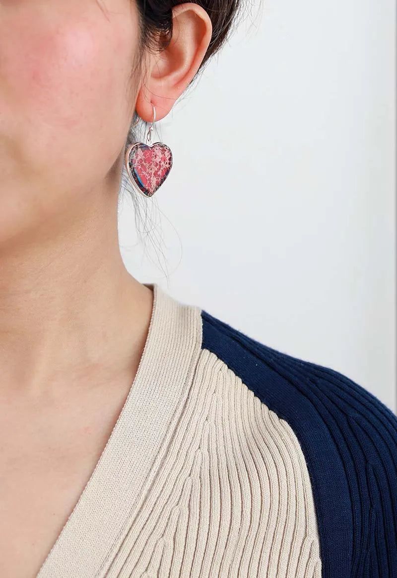 Timeless Jaspers Heart Shape Earrings - DKLOR -  -  