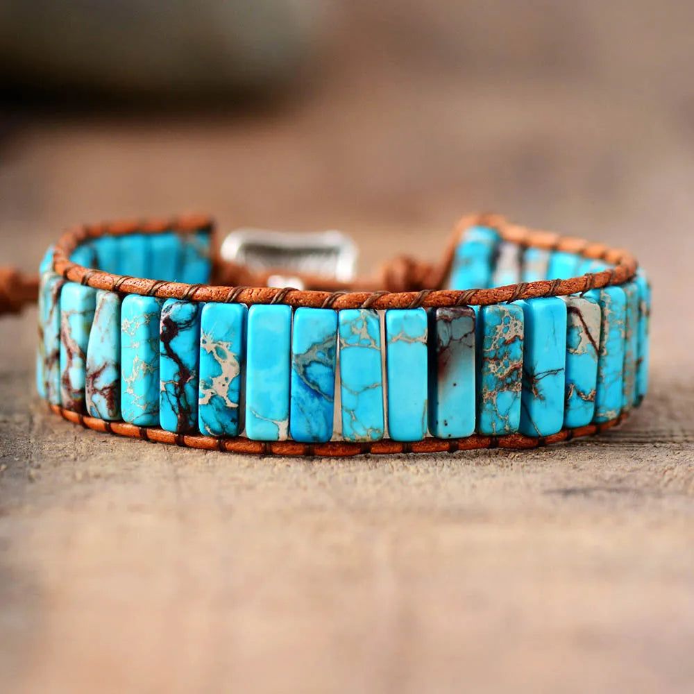 Turquoise Blue Natural Stone Bracelet - DKLOR -  -  