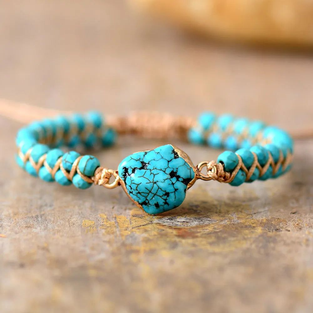 Turquoise Gold Wire Bracelet - DKLOR -  -  