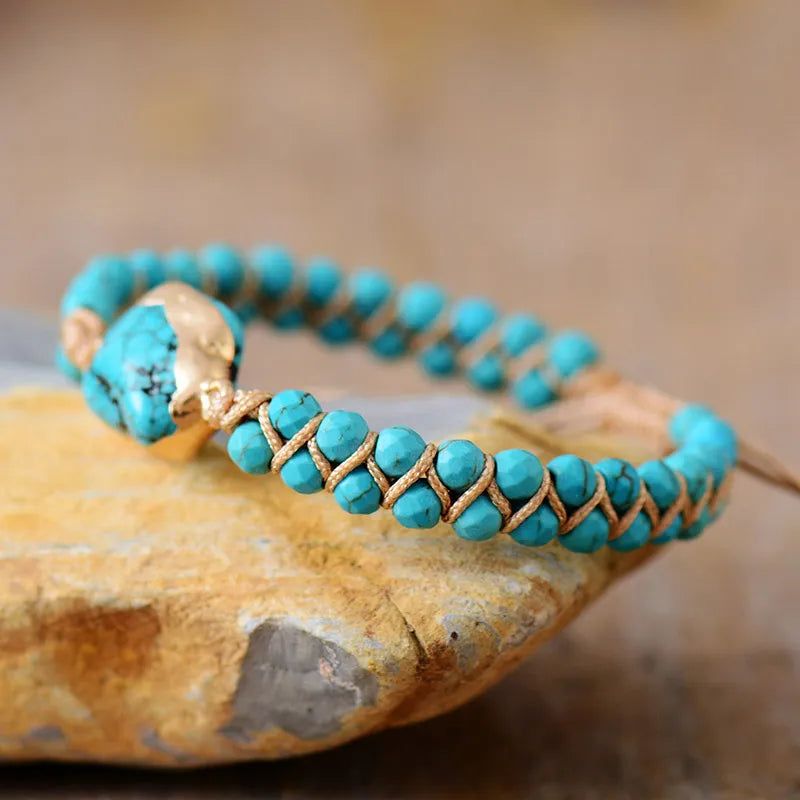 Turquoise Gold Wire Bracelet - DKLOR -  -  