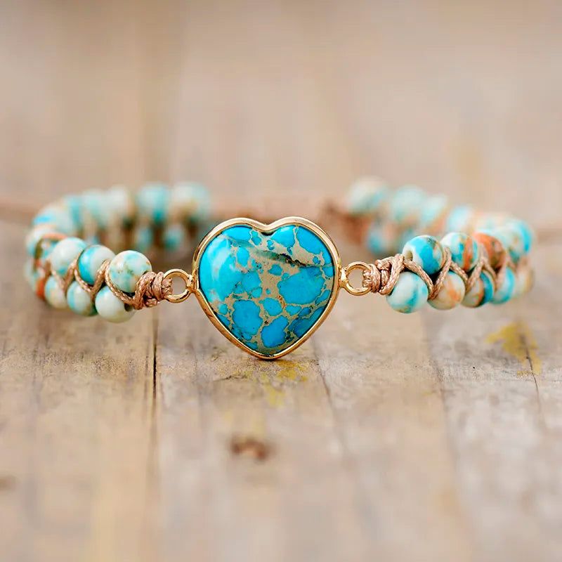 Turquoise Jasper Loving Heart Bracelet - DKLOR -  -  