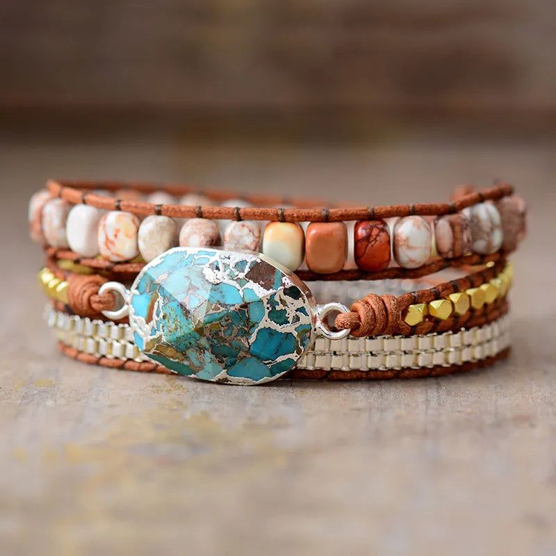 Turquoise Luxe Stone Wrap Bracelet - DKLOR -  -  