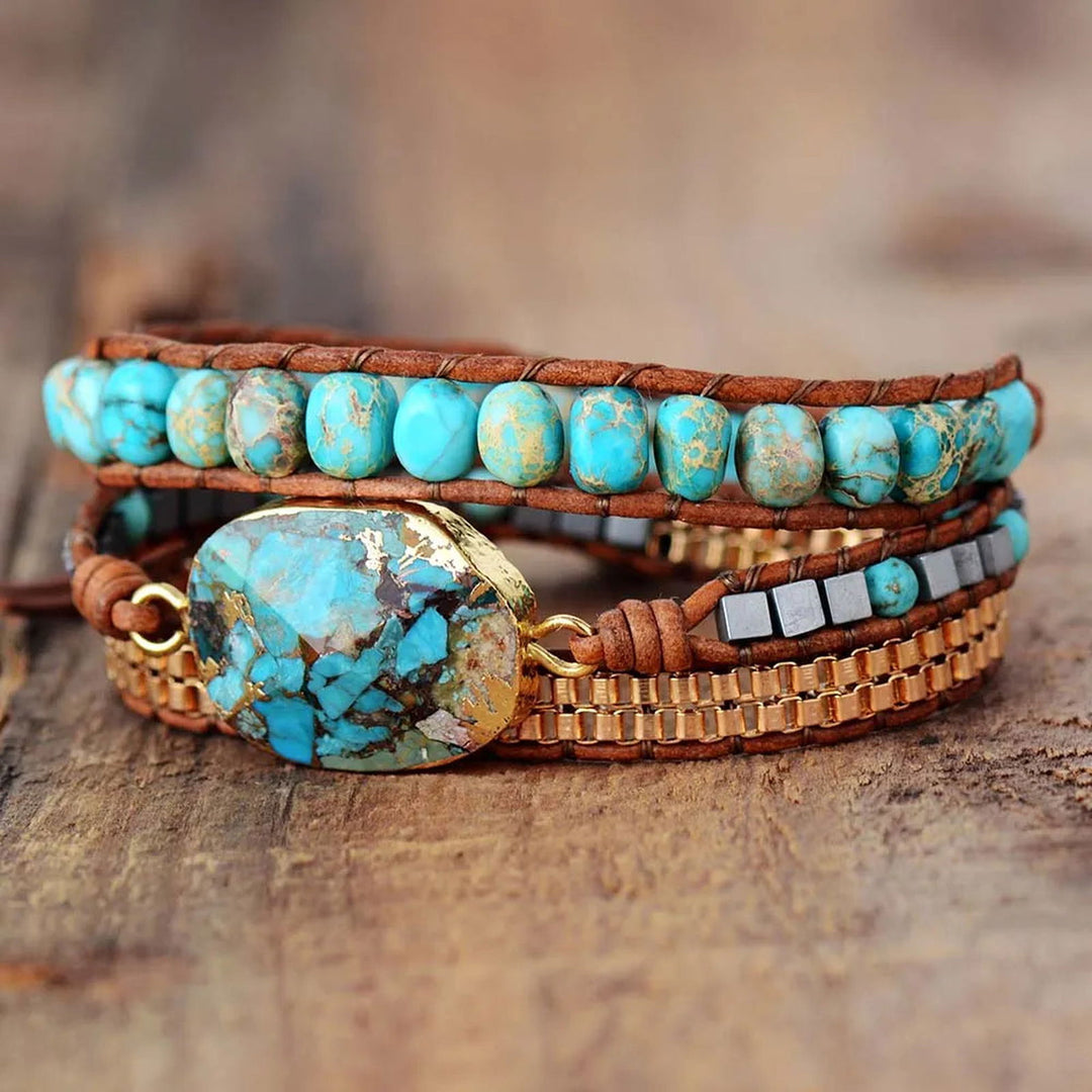 Turquoise Luxe Stone Wrap Bracelet - DKLOR -  -  