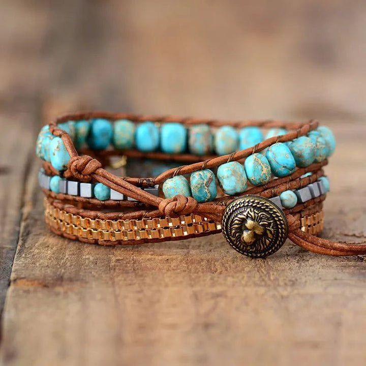 Turquoise Luxe Stone Wrap Bracelet - DKLOR -  -  