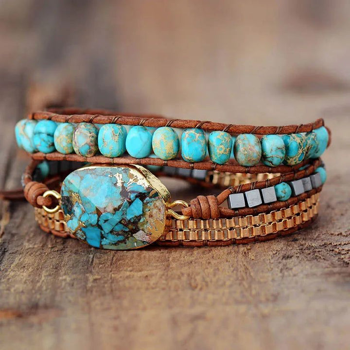 Turquoise Luxe Stone Wrap Bracelet - DKLOR -  -  