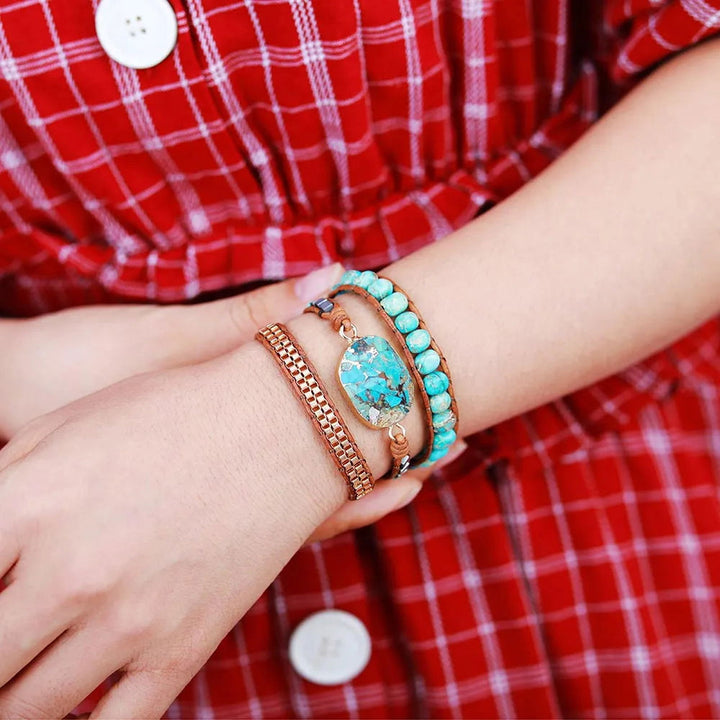 Turquoise Luxe Stone Wrap Bracelet - DKLOR -  -  