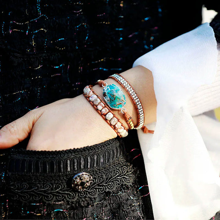 Turquoise Luxe Stone Wrap Bracelet - DKLOR -  -  