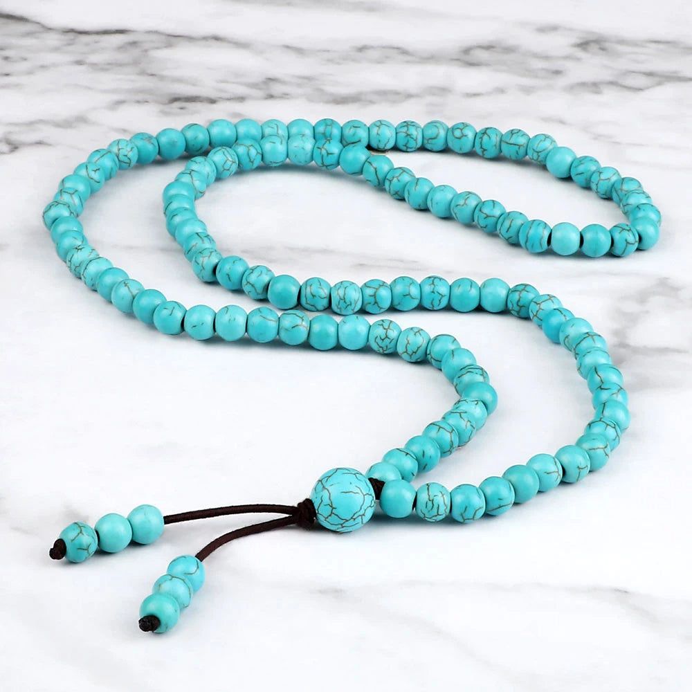 Turquoise Tranquility 108 Mala Beads Necklace - DKLOR -  -  