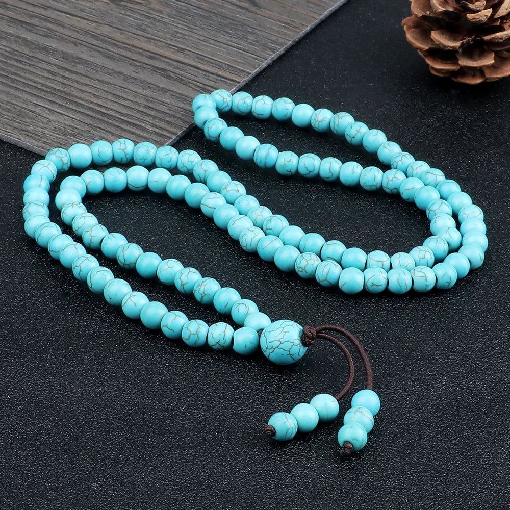 Turquoise Tranquility 108 Mala Beads Necklace - DKLOR -  -  