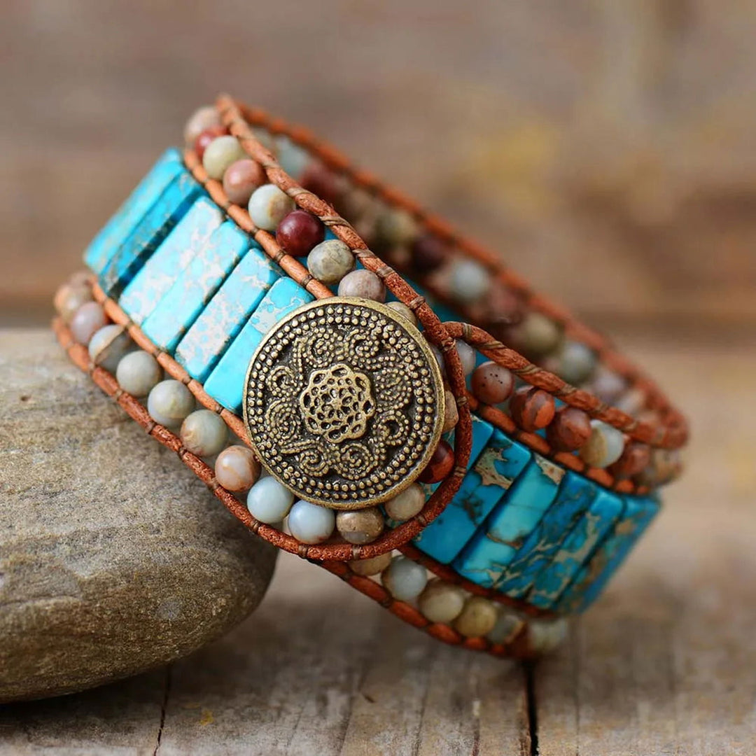 Turquoise Treasures Leather Cuff - DKLOR -  -  