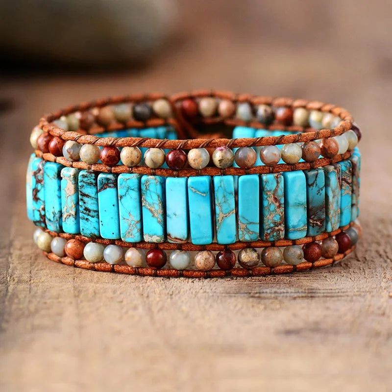 Turquoise Treasures Leather Cuff - DKLOR -  -  