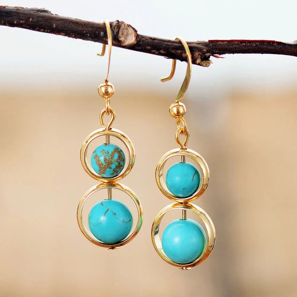 Turquoises Gold Hoop Earnings Collection - DKLOR -  -  