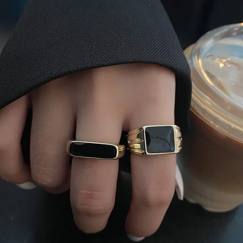 Vintage Black Square Ring Collection - DKLOR -  -  