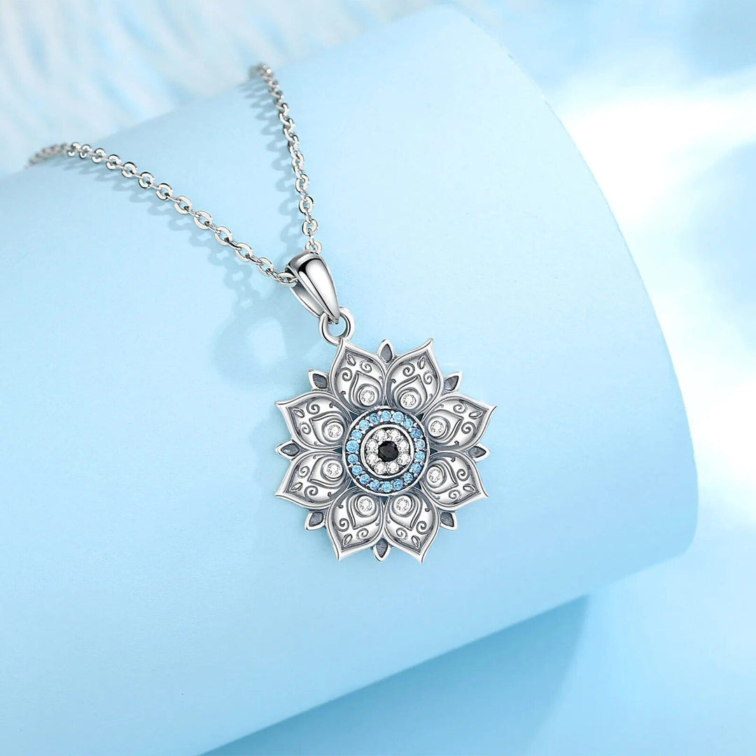 Vintage Evil Eye Lotus Flower Pendant - DKLOR -  -  