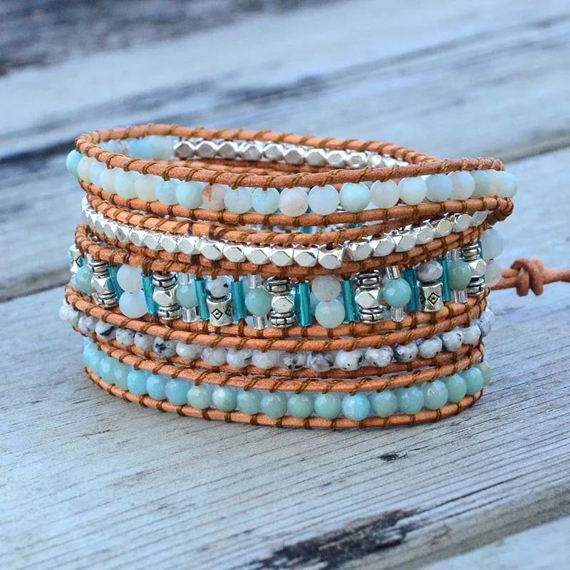 Vintage Turquoise 5X Wrap  Bracelet - DKLOR -  -  