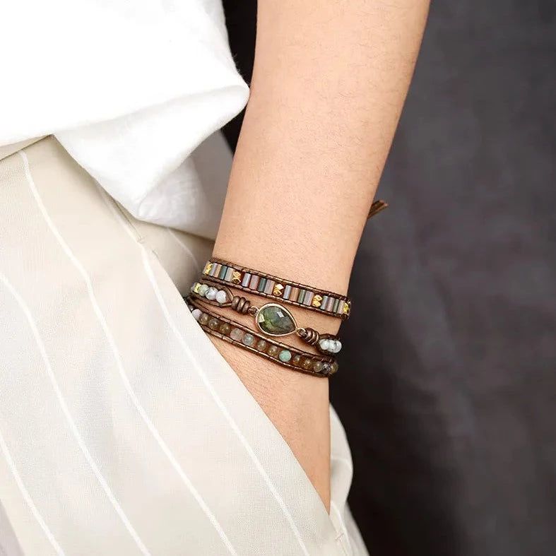 Women Ethnic Leather Wrap Bracelet - DKLOR -  -  