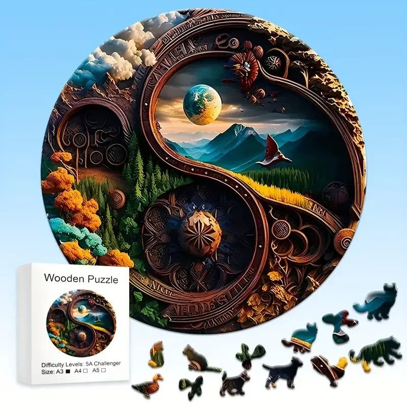 Yin-yang Landscape Wooden Puzzle - DKLOR -  -  